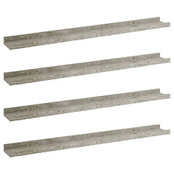 vidaXL Étagères murales 4 pcs Gris béton 80x9x3 cm