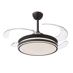 Ventilateur de plafond ASGARD noir, 4 pales escamotables, 72W LED 3000|4000|6000K, H35xP.108/50cm