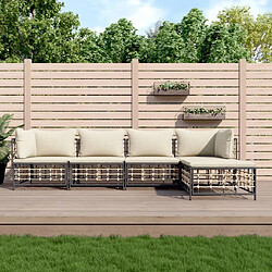 Maison Chic Salon de jardin 5 pcs + coussins - Mobilier/Meubles de jardin - Table et chaises d'extérieur anthracite résine tressée -MN52457