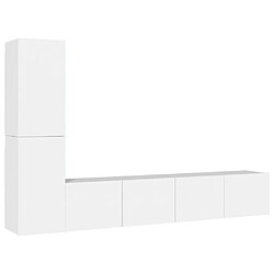 Maison Chic Ensemble de meubles TV 4 pcs | Banc TV Moderne pour salon | Meuble de Rangement - Blanc Bois d'ingénierie -MN11986