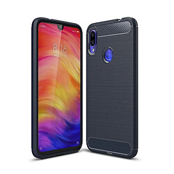 Wewoo Coque en TPU texturée et fibre de carbone pour Xiaomi Redmi Note 7 (Bleu marine)