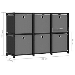 vidaXL Étagère d'affichage 6 cubes et boîtes Noir 103x30x72,5 cm Tissu pas cher