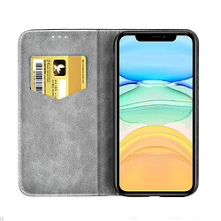 Acheter Wewoo Coque Etui à rabat pour ordinateur de bureau couleur solide avec coutures de iPhone 11 Business porte-cartes et emplacements cartes gris