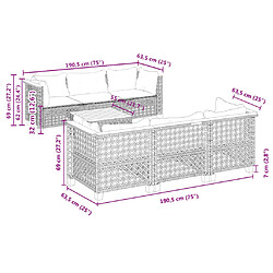 vidaXL Salon de jardin avec coussins 7 pcs gris résine tressée pas cher