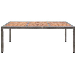 Maison Chic Table de jardin | Table d'extérieur Gris 200x150x74 cm Résine tressée et acacia -GKD78586