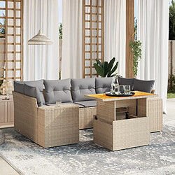 vidaXL Salon de jardin avec coussins 7 pcs beige résine tressée