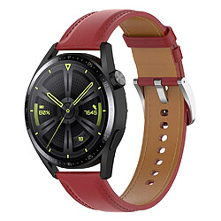 Bracelet en cuir véritable rouge pour votre Samsung Galaxy Watch3 45mm/Huawei Watch GT 3/Honor Watch GS3/Garmin/Xiaomi Mi Watch S1 22mm