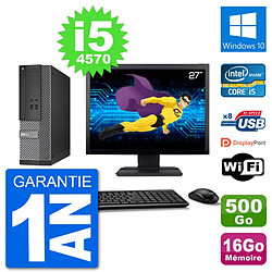 PC Dell 3020 SFF Ecran 27" i5-4570 RAM 16Go Disque 500Go Windows 10 Wifi - Occasion