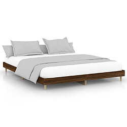 Maison Chic Lit adulte - Lit simple Cadre de lit,Structure du lit Contemporain chêne marron 200x200 cm bois d'ingénierie -MN12237