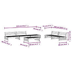 vidaXL Salon de jardin 6 pcs bois massif douglas pas cher