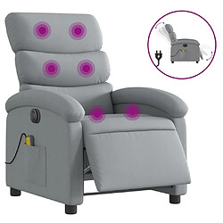 vidaXL Fauteuil de massage inclinable électrique gris clair tissu