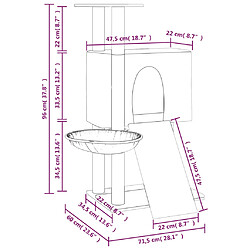 vidaXL Arbre à chat avec griffoirs en sisal Crème 96 cm pas cher