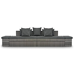 Maison Chic Salon de jardin 4 pcs + coussins - Mobilier/Meubles de jardin - Table et chaises d'extérieur Résine tressée Gris -MN29706