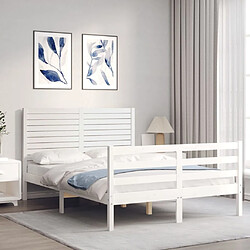 Avis Maison Chic Cadre/structure de lit avec tête de lit pour adulte - Lit Moderne Chambre blanc petit double bois massif -MN27303