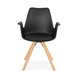 Mes Fauteuil design noir et piètement en bois naturel - SHAFT