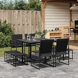 vidaXL Ensemble à manger de jardin 9 pcs noir textilène