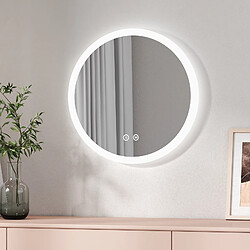 EMKE Miroir salle de bain rond avec éclairage avec Interrupteur tactile, Anti-buée, 3 Couleurs de lumière, Dimmable, Fonction mémoire, 50cm diamètre