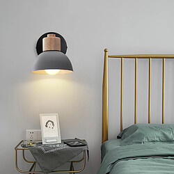 Stoex 20CM Applique Murale Rétro Moderne Applique Murale en Bois Et Métal, Angle Réglable, Lampe Murale Simple Pour Salon, Chambre À Coucher (Gris) E27