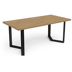 Table - CRAFT - Rectangulaire - Décor mélamine chene hamilton - Pied en V noir - 6 places - 180 x 90 cm - DEMEYERE pas cher