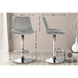 Non Lot de 2 tabourets de bar Toni velours chrome