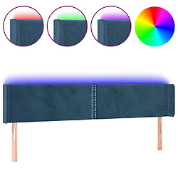 vidaXL Tête de lit à LED Bleu foncé 163x16x78/88 cm Velours