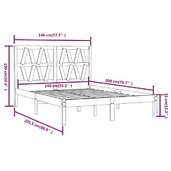 vidaXL Cadre de lit sans matelas blanc bois massif 140x200 cm pas cher