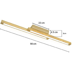 NETTLIFE Plafonnier LED Bois Clair 90 cm 3000 K Blanc Chaud Lampe de Chambre au Design Rétro, pour Salon, Chambre, Couloir, Salle à Manger pas cher