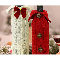 C263 2PCS Famille Couverture de vin de Noël de Noël Home Décoration Scène Arrangement Tricoté Bouteille de vin Sac Décorations de Noël