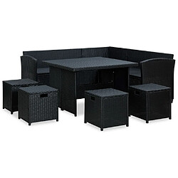 Avis Maison Chic Salon de jardin 6 pcs + coussins - Mobilier/Meubles de jardin - Table et chaises d'extérieur Résine tressée Noir -MN24143