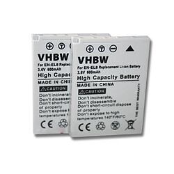 vhbw 2x Batteries compatible avec Nikon CoolPix S6, S7, S7c, S9, S52c appareil photo, reflex numérique (600mAh, 3,6V, Li-ion)