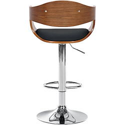 Acheter Decoshop26 Tabouret de bar x1 design scandinave en PVC noir et structure en bois noyer pieds métal chromé 10_0005042