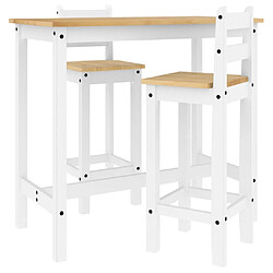 vidaXL Ensemble de bar 3 pcs Blanc Bois de pin massif