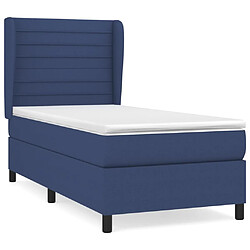 Maison Chic Lit adulte- Lit + matelas,Sommier à lattes de lit avec matelas Bleu 90x200 cm Tissu -GKD85602