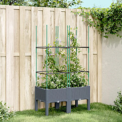 vidaXL Jardinière avec treillis bleu gris 80x40x142,5 cm PP