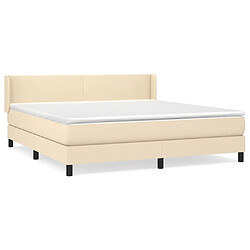 vidaXL Sommier à lattes de lit avec matelas Crème 160x200 cm Tissu