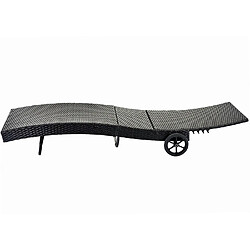 Acheter Decoshop26 Chaise longue de jardin transat bain de soleil en polyrotin anthracite coussin terracota 04_0004932