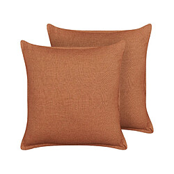 Beliani Lot de 2 coussins SAGINA Lin 45 x 45 cm Unicolore Orange