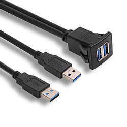 Acheter Usb3.0 Mâle à Femelle Double Port Voiture Tableau De Bord Adaptateur Encastré