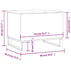 vidaXL Table basse Chêne sonoma 60x44,5x45 cm Bois d'ingénierie pas cher