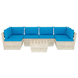 Avis Maison Chic Salon de jardin palette 7 pcs avec coussins - Table et chaises d'extérieur - Mobilier/Meubles de jardin Moderne épicéa imprégné -MN65152