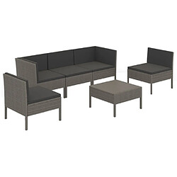 vidaXL Salon de jardin 6 pcs avec coussins résine tressée gris