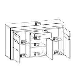 Avis Dansmamaison Buffet 3 portes 1 tiroir Blanc/Chêne à LED - KIELE