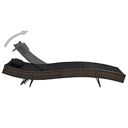 vidaXL Chaise longue avec oreiller Résine tressée Marron