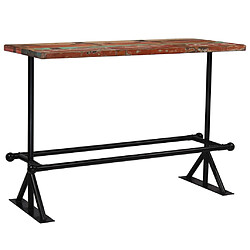 vidaXL Table de bar Bois récupération massif Multicolore 150x70x107 cm 