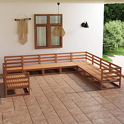 Maison Chic Salon de jardin 10 pcs - Table et chaises d'extérieur - Mobilier/Meubles de jardin Moderne marron miel bois de pin massif -MN50915