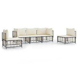 Maison Chic Salon de jardin 5 pcs + coussins - Mobilier/Meubles de jardin - Table et chaises d'extérieur anthracite résine tressée -MN29464