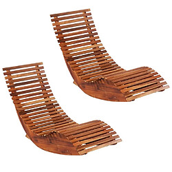 Maison Chic Bain de soleil,Lot de 2 Chaises longues basculantes bois d'acacia -GKD14826