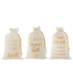 Dansmamaison Sac Noel Francais Velours Blanc/Or Large Assortiment De 3