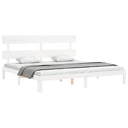 Acheter Maison Chic Lit adulte - Cadre Structure de lit avec tête de lit Contemporain blanc 200x200 cm bois massif -MN69646