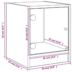 vidaXL Tables de chevet et portes vitrées 2pcs sonoma gris 35x37x42cm pas cher